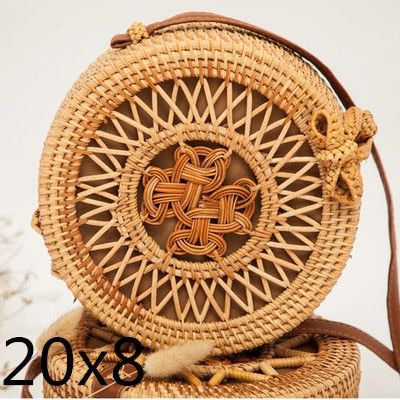 Bali Island Hand Woven Bag Round Bag buckle Rattan  Straw Bags Satchel Wind Bohemia Beach Circle Bag