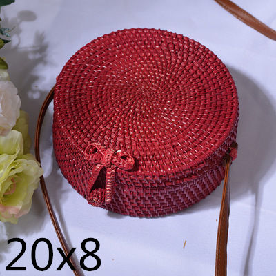 Bali Island Hand Woven Bag Round Bag buckle Rattan  Straw Bags Satchel Wind Bohemia Beach Circle Bag
