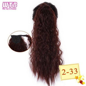 WTB 22" Long Wavy Wrap Around Clip In Ponytail Hair Extension Heat Resistant Synthetic Natural Wave Pony Tail Fake Hair