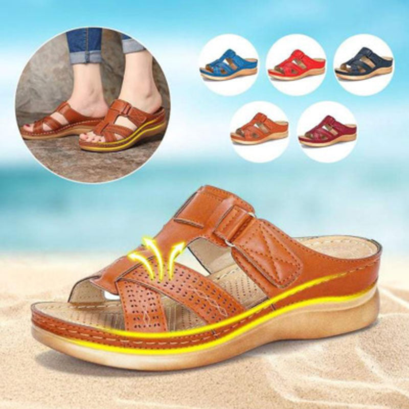 Shoes Woman Summer Sandals For Women Shoes Comfy Soft Women Sandals Retro Wedge Low Heels Shoes Thick Bottom Ladies Sandals