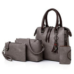 New Ladies Handbags Women Composite Bags Female PU Leather Shoulder Messenger Bags Tote 4pcs/Set Hand Bag  High Quality
