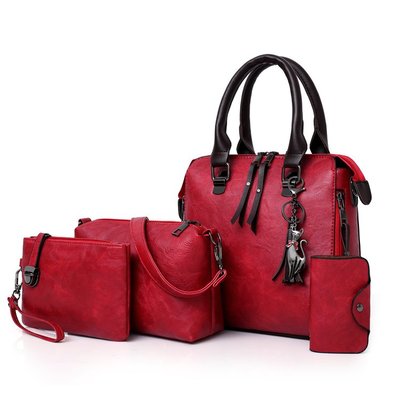 New Ladies Handbags Women Composite Bags Female PU Leather Shoulder Messenger Bags Tote 4pcs/Set Hand Bag  High Quality