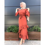 Women Fashion Muslim Abaya Irregular Lace Elegant Arabic Turkish Dress Kaftan Clothing Islamic Robe Gowns Party Ramadan Festival
