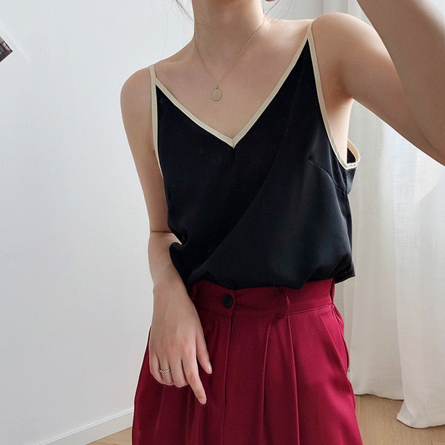 2020 New Boho Women Satin Silk Tank Tops Sexy Spaghetti Strap Top Female Women Summer Camisole Tops Camis