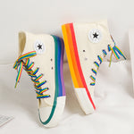 SWYIVY Rainbow Bottom Casual Shoes Woman High Top Sneakers Cavans 2020 Spring Female Casual Shoes White Canvas Sneakers Oman