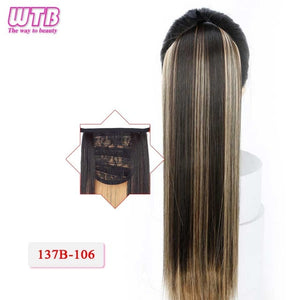WTB 22" Long Straight Ponytails for Women Heat Resistant Synthetic Drawstring Fake Hair Pony Tail Extensions