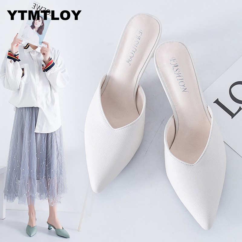 White Spring Office Shoes Women High Heels Pump 5CM Slip on Sandals Sandalias Comfortable Ladies Tenis  White High Heels