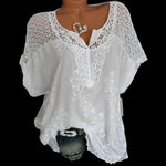 Large size lace women blouses 2020 summer cotton women blouses tops V-neck bat sleeve embroidery high quality women shirt 5XL