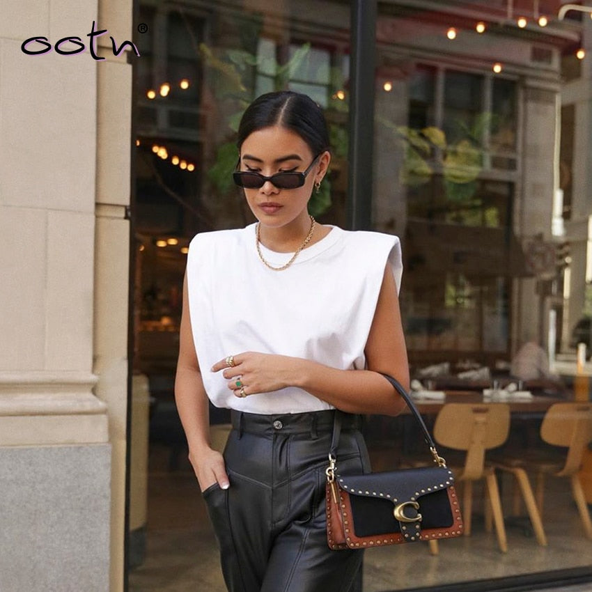 Spring Summer White Loose Sleeveless Top Women O Neck Camis Casual Basic Sport Vest Tops Female Streetwear Tank Tops Knitte 2020