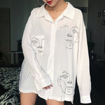 Women Men Blouse Shirt 2020 Summer Face Printed Shirts Women Tops Clothing for Couple