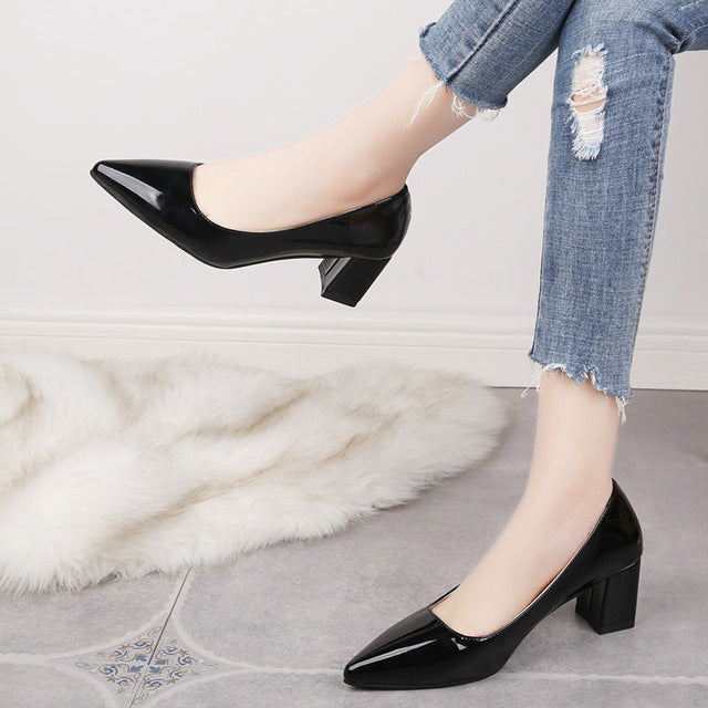 2020 Women's High Heels Sexy Bride Party Mid Heel Pointed Toe Shallow Mouth High Heel Shoes Women Shoes