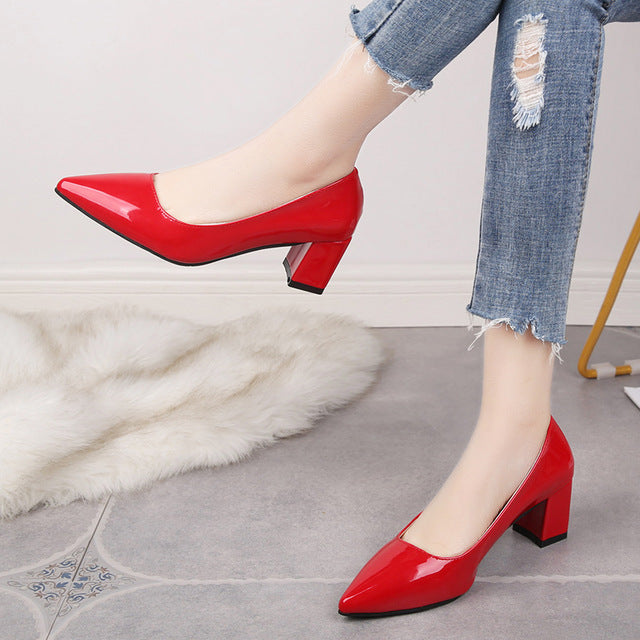 2020 Women's High Heels Sexy Bride Party Mid Heel Pointed Toe Shallow Mouth High Heel Shoes Women Shoes