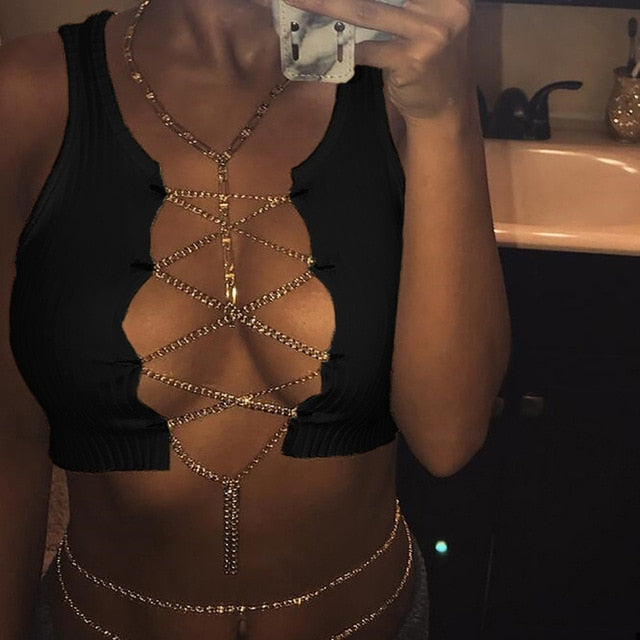 Leopard Printed Sexy Halter Crop Top Women Camis Backless Bandage Lace Up Sequins Metal Ring Tank Top 2019 Party Club Bustier
