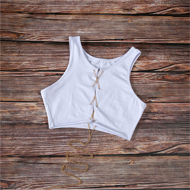Leopard Printed Sexy Halter Crop Top Women Camis Backless Bandage Lace Up Sequins Metal Ring Tank Top 2019 Party Club Bustier