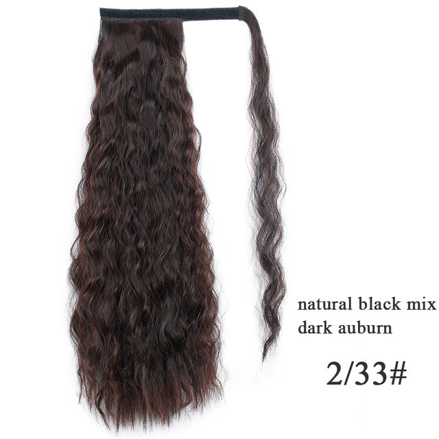 Vigorous Corn Wavy Long Ponytail Synthetic Hairpiece Wrap on Clip Hair Extensions Ombre Brown Pony Tail Blonde Fack Hair