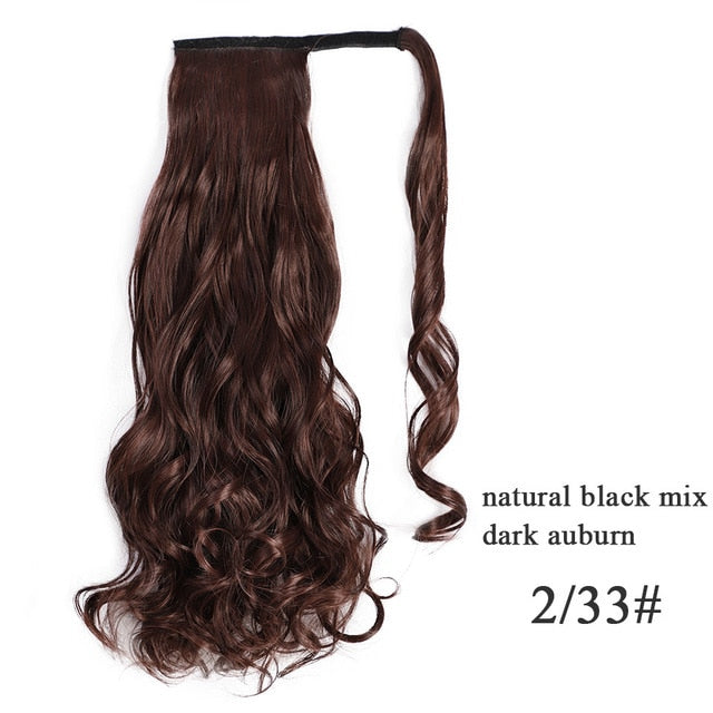 Vigorous Corn Wavy Long Ponytail Synthetic Hairpiece Wrap on Clip Hair Extensions Ombre Brown Pony Tail Blonde Fack Hair
