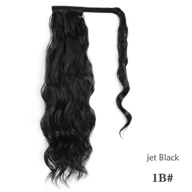 Vigorous Corn Wavy Long Ponytail Synthetic Hairpiece Wrap on Clip Hair Extensions Ombre Brown Pony Tail Blonde Fack Hair
