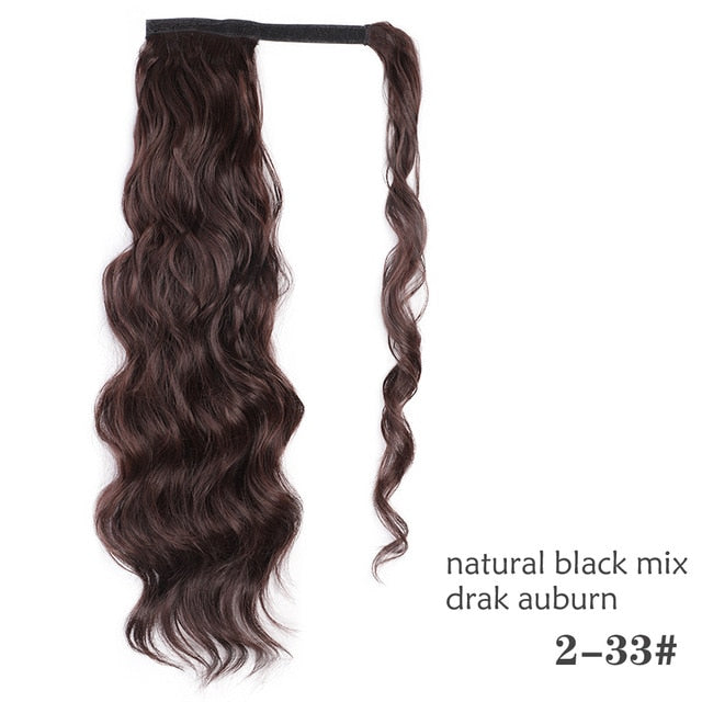 Vigorous Corn Wavy Long Ponytail Synthetic Hairpiece Wrap on Clip Hair Extensions Ombre Brown Pony Tail Blonde Fack Hair