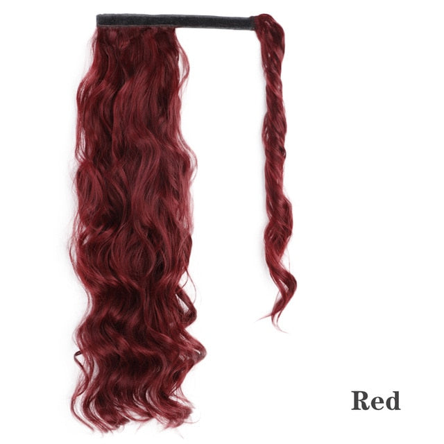 Vigorous Corn Wavy Long Ponytail Synthetic Hairpiece Wrap on Clip Hair Extensions Ombre Brown Pony Tail Blonde Fack Hair