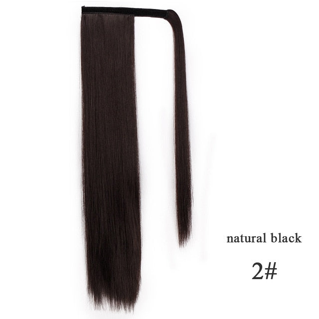 Vigorous Corn Wavy Long Ponytail Synthetic Hairpiece Wrap on Clip Hair Extensions Ombre Brown Pony Tail Blonde Fack Hair