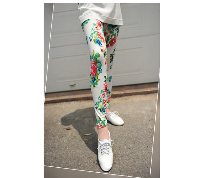CUHAKCI Women Leggings Fashion Plaid Printing Legging Sexy Leggings Fitness Leggins Grid Floral Stripe Trouser High Waist Pants