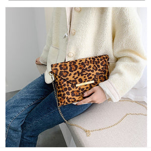 Fashion Leopard Messenger Bags for Women Brand Decoration Ladies Party Handbags Purses Luxury Leather Small Shoulder Hand Bag