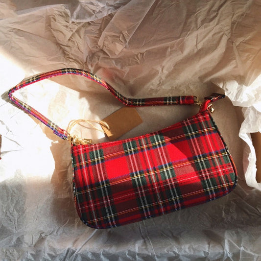hot sale vintage retro bags designer ladies hand bags French plaid red bag woman elegant small bolsa feminina shoulder bags