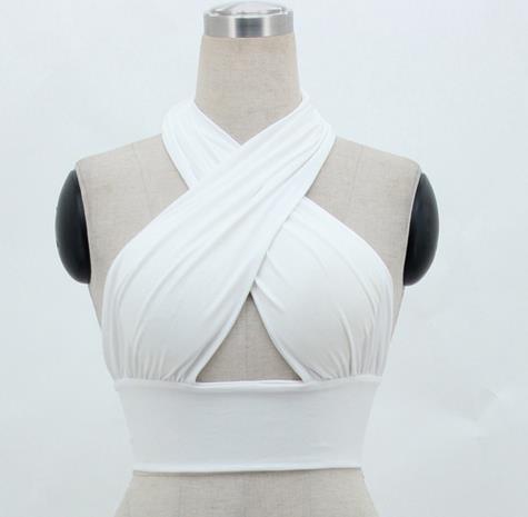 Women Strappy Cross Over Front Cut Out Halter Neck Sleeveless Backless Crop Top Bandage Vest Summer Sexy Tops Woman Clothes S-XL