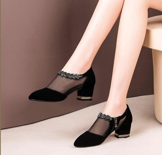 Summer mesh Peep Toe sandals sexy heels single shoes women shoes in Europe America 2020 spring summer Pumps gauze mujer