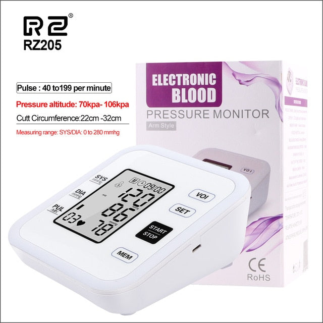 RZ Digital Wrist Blood Pressure Monitor Pulse Rate Heart Beat Rate Meter Device Medical Equipment Tonometer BP Sphygmomanometer