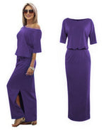 Hot Sale Women Boho Maxi Dress Sexy Summer Short Sleeve Side Slit Loose Evening Party Long Beach Dress with Pocket Vestidos