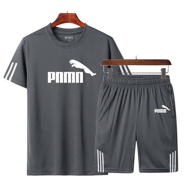 Men Casual Set Men's Sportwear Fitness Sets fashion Summer Short Sleeve T-shirt Shorts Sets Male Sportswear Tracksuit Male