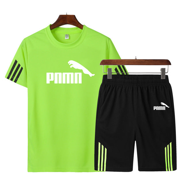 Men Casual Set Men's Sportwear Fitness Sets fashion Summer Short Sleeve T-shirt Shorts Sets Male Sportswear Tracksuit Male
