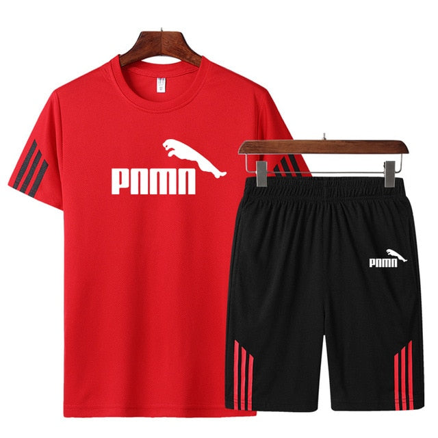 Men Casual Set Men's Sportwear Fitness Sets fashion Summer Short Sleeve T-shirt Shorts Sets Male Sportswear Tracksuit Male