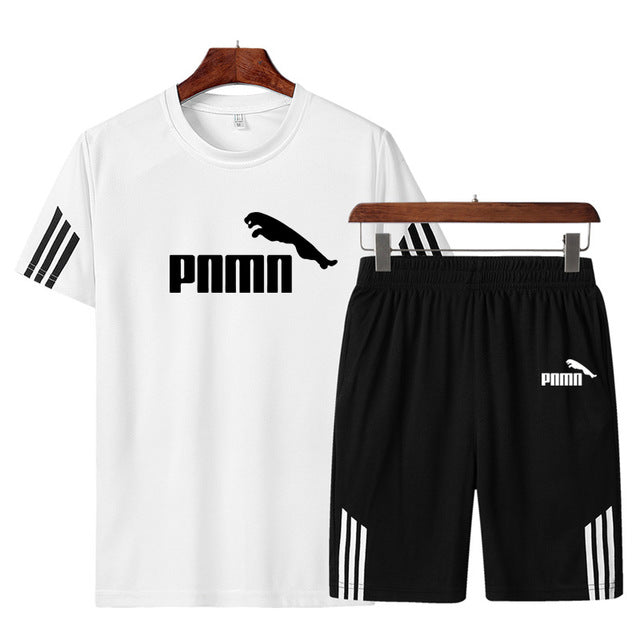 Men Casual Set Men's Sportwear Fitness Sets fashion Summer Short Sleeve T-shirt Shorts Sets Male Sportswear Tracksuit Male