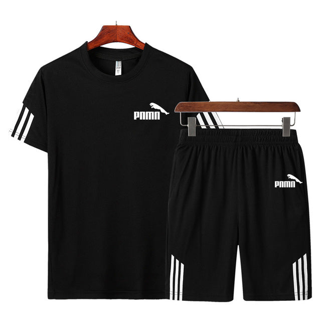 Men Casual Set Men's Sportwear Fitness Sets fashion Summer Short Sleeve T-shirt Shorts Sets Male Sportswear Tracksuit Male