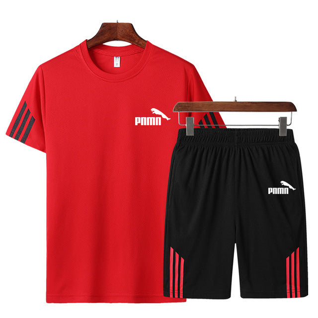 Men Casual Set Men's Sportwear Fitness Sets fashion Summer Short Sleeve T-shirt Shorts Sets Male Sportswear Tracksuit Male