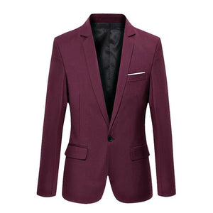 3XL Plus Size Korean Style Mens Blazer Slim Fit Cotton Suit Jacket Black Blue Male Blazers Men's Coat Work Wedding Wear