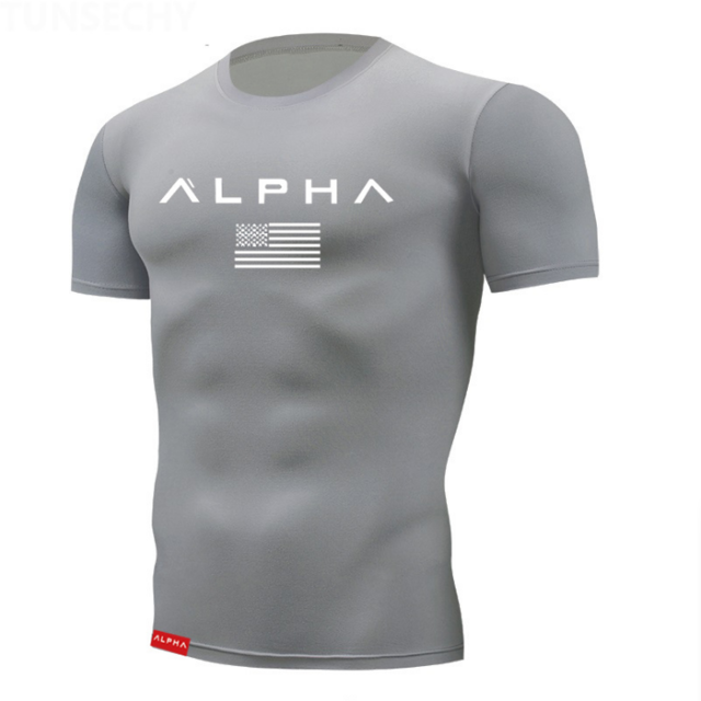Tight t shirt Mens Short Sleeve Running Shirts Quick Dry Compression  tshirt Fitness Tights Sport Shirt Men Gym Sports Wear