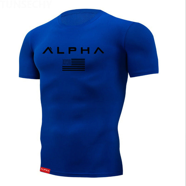 Tight t shirt Mens Short Sleeve Running Shirts Quick Dry Compression  tshirt Fitness Tights Sport Shirt Men Gym Sports Wear