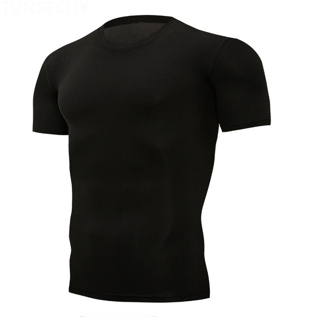 Tight t shirt Mens Short Sleeve Running Shirts Quick Dry Compression  tshirt Fitness Tights Sport Shirt Men Gym Sports Wear