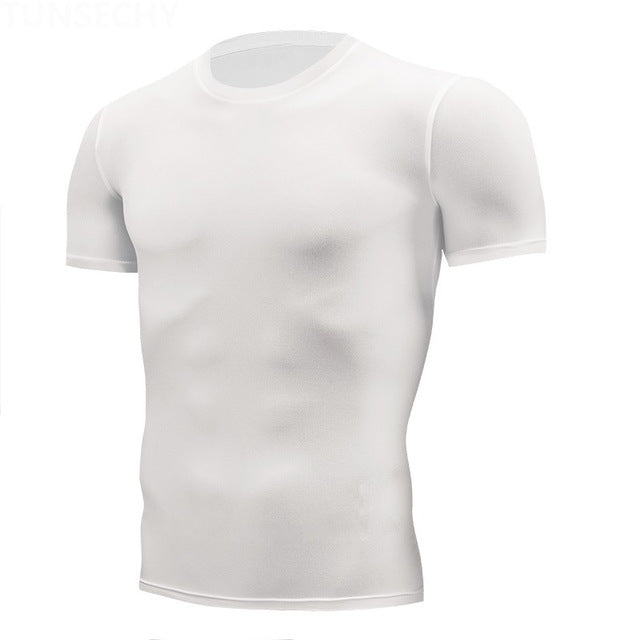 Tight t shirt Mens Short Sleeve Running Shirts Quick Dry Compression  tshirt Fitness Tights Sport Shirt Men Gym Sports Wear