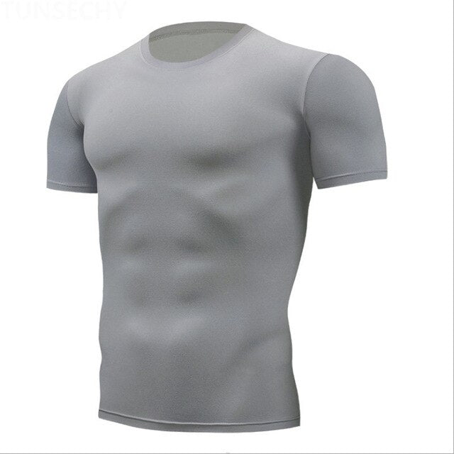 Tight t shirt Mens Short Sleeve Running Shirts Quick Dry Compression  tshirt Fitness Tights Sport Shirt Men Gym Sports Wear