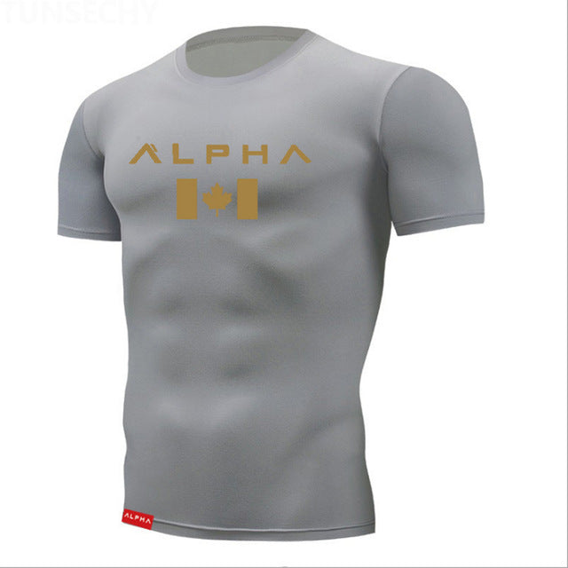 Tight t shirt Mens Short Sleeve Running Shirts Quick Dry Compression  tshirt Fitness Tights Sport Shirt Men Gym Sports Wear