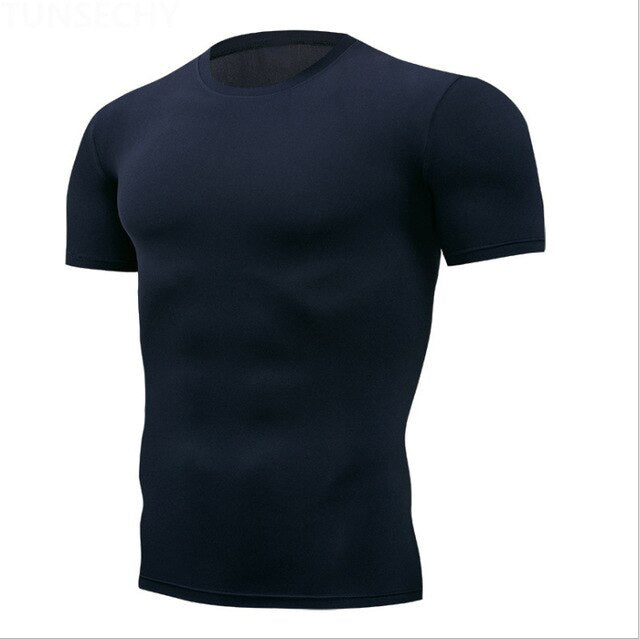 Tight t shirt Mens Short Sleeve Running Shirts Quick Dry Compression  tshirt Fitness Tights Sport Shirt Men Gym Sports Wear