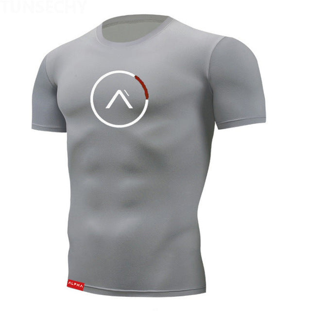 Tight t shirt Mens Short Sleeve Running Shirts Quick Dry Compression  tshirt Fitness Tights Sport Shirt Men Gym Sports Wear