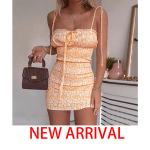 ZapOutlets V Neck Summer Dress Camis A-line Casual Floral Blue Short Dress Women Sexy Backless Club Dresses Woman Sleeveless 2020
