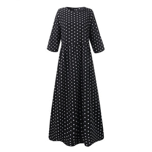 2020 Summer Bohemian Printed Dress ZANZEA Long Maxi Dresses Women Vintage Vestido Robe Pleated Plus Size Femme 3/4 Sleeve Tunic