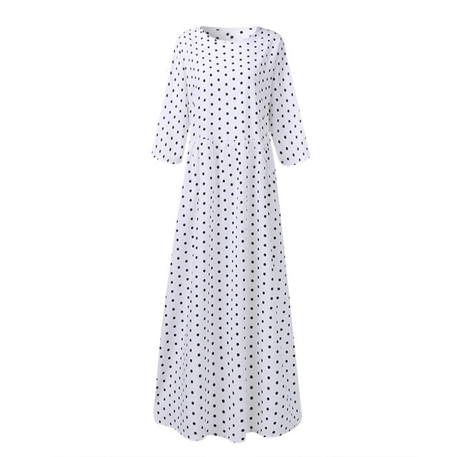 2020 Summer Bohemian Printed Dress ZANZEA Long Maxi Dresses Women Vintage Vestido Robe Pleated Plus Size Femme 3/4 Sleeve Tunic