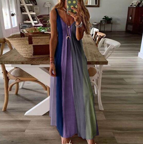 2020 Women Casual Loose Strap Dress Colors Summer Sexy Boho Bow Camis Befree Maxi Dress Plus Sizes Big Large Dresses Robe Femme